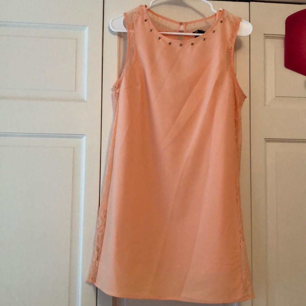 Peach sheath dress. Slip included.